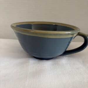 Tumbleweed Pottery Large Soup Mug Bowl Blue Glazed Stoneware Handle